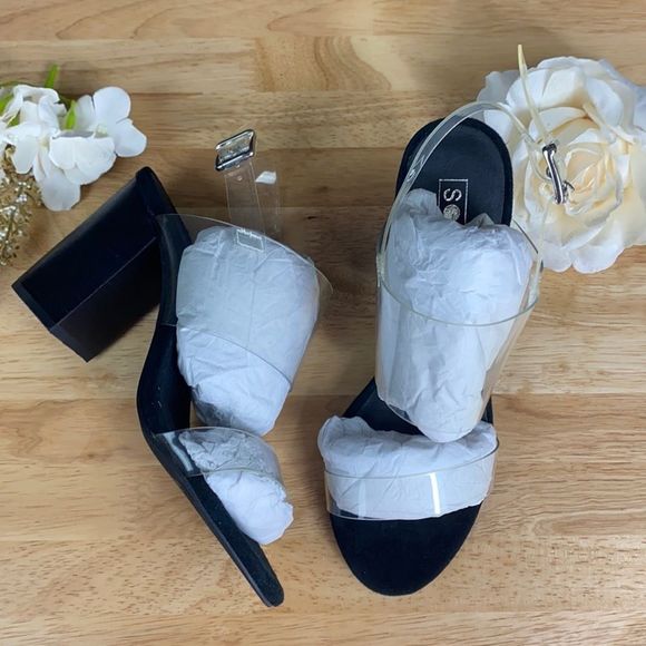 Sol Sana Shoes - Sol Sana Transparent Strap Block Heel Sandals 37M